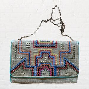 3AM Forever studded embroidered woven crossbody